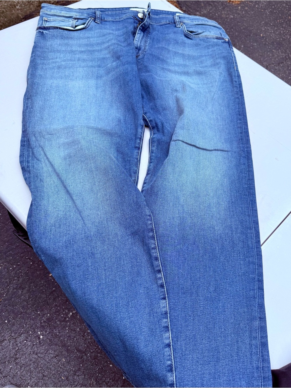 Men's Slim Straight Jeans | Medium Blue Wash | 42x32 | Stretch